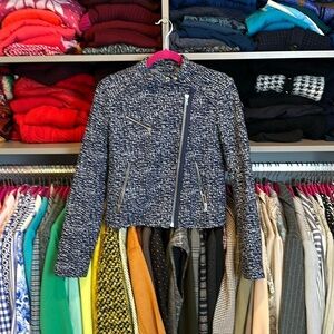 GAP navy and white print moto jacket size XS